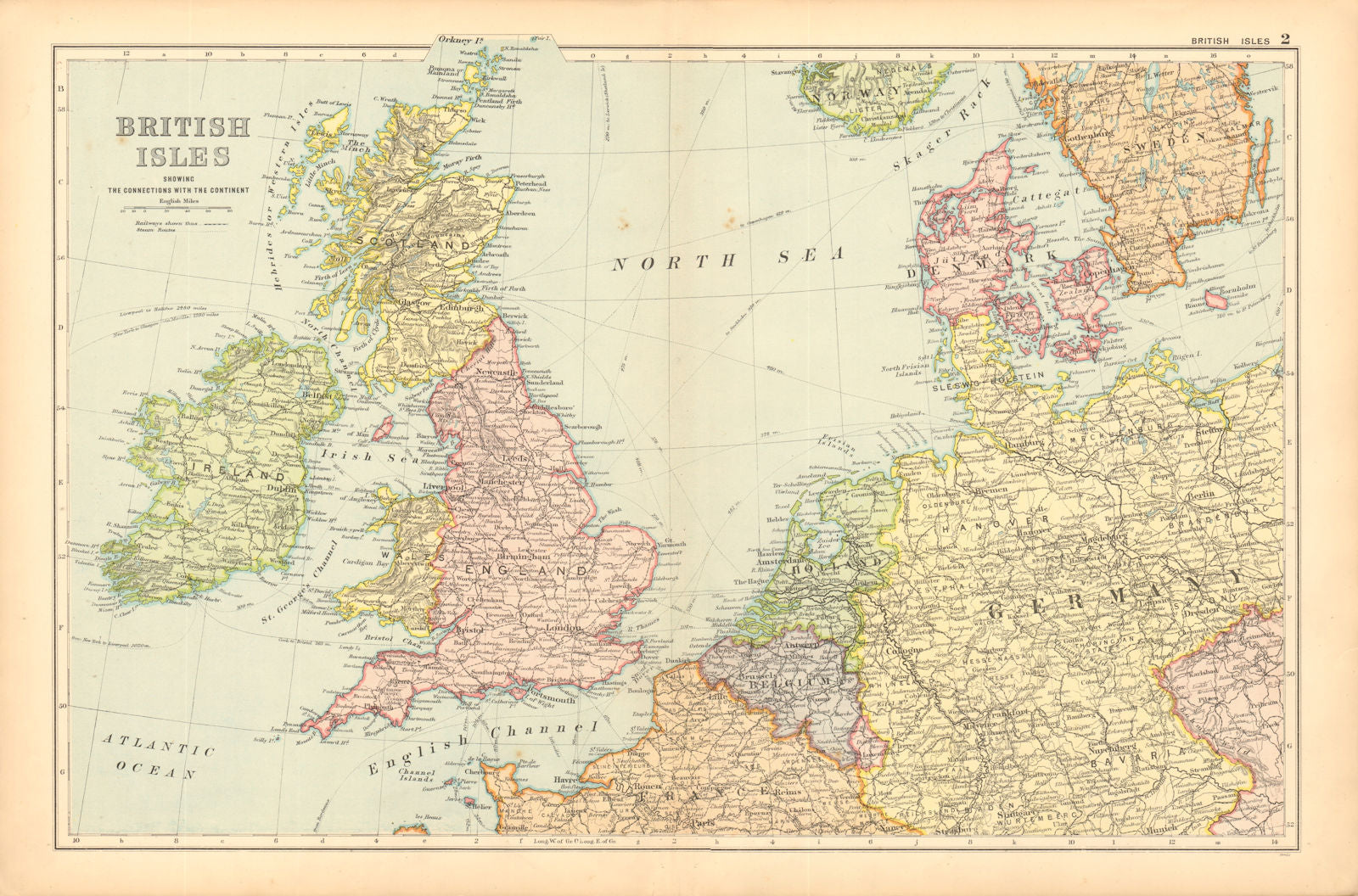 BRITISH ISLES/NW EUROPE Continental connections. Steamship routes.BACON 1904 map